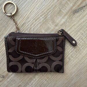 Coach Brown Circle Pattern Keychain Wallet